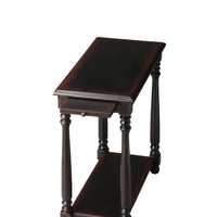 24" Black Manufactured Wood Rectangular End Table With Shelf