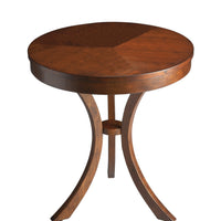 26" Medium Brown Manufactured Wood Round End Table