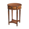 26" Antique Cherry Solid And Manufactured Wood Round End Table With Drawer And Shelf