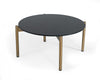 36" Gold And Black Marble Stone Round Coffee Table