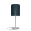 20" Silver Table Lamp With Black And Bright Honeycomb Cylinder Shade