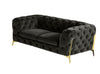 74" Dark Grey Gold Velour Chesterfield Love Seat