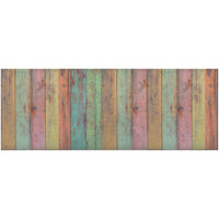 2' X 5' Distressed Aqua Green And Pink Printed Vinyl Area Rug With UV Protection