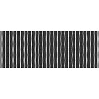 2' X 5' Black And White Modern Stripe Printed Vinyl Area Rug with UV Protection