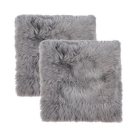 Set Of Two 17" X 17" Grey Wool Chair Pads