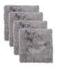 Set Of Four 17" X 17" Grey Wool Chair Pads