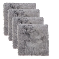 Set Of Four 17" X 17" Grey Wool Chair Pads