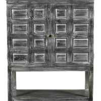 40" Distressed Wash Dark Gray Solid Wood Two Door Accent Cabinet