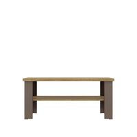 35" Natural Brown Rectangular Coffee Table With Shelf
