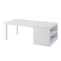 47" Chrome And White Rectangular Coffee Table With Shelf