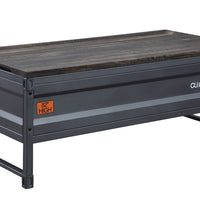 50" Gunmetal And Weathered Oak Rectangular Lift Top Coffee Table