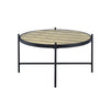 35" Black And Gold Glass And Manufactured Wood Round Coffee Table