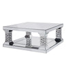 40" Silver Mirrored Square Mirrored Coffee Table