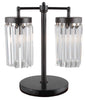 18" Black and Faux Crystals Two Light Bedside Table Lamp