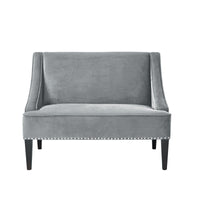 45" Gray And Brown Upholstered Velvet Bench