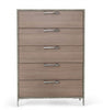 35" Brown Oak And Grey Solid And Manufactured Wood Five Drawer Standard Chest
