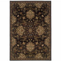 2' X 3' Brown Beige Blue And Red Oriental Power Loom Stain Resistant Area Rug