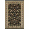 2' X 4' Black And Ivory Oriental Power Loom Stain Resistant Area Rug