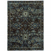 3' X 5' Navy And Blue Oriental Power Loom Stain Resistant Area Rug