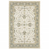 2' X 3' Ivory Grey And Blue Oriental Power Loom Stain Resistant Area Rug