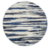 '9' Ivory Blue And Gray Round Abstract Distressed Stain Resistant Area Rug