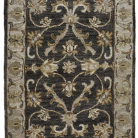 10' Blue Gray And Taupe Wool Floral Tufted Handmade Stain Resistant Runner Rug