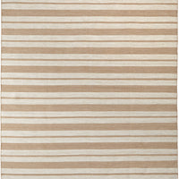 4' X 6' Ivory Taupe And Brown Striped Dhurrie Hand Woven Stain Resistant Area Rug