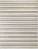 8' X 11' Gray And Ivory Striped Dhurrie Hand Woven Stain Resistant Area Rug