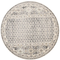 '9' Ivory Taupe And Gray Round Abstract Stain Resistant Area Rug