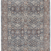 10' Blue And Red Floral Power Loom Stain Resistant Runner Rug