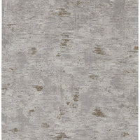 7' X 10' Ivory Gray And Tan Abstract Power Loom Distressed Stain Resistant Area Rug