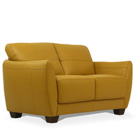 57" Mustard Leather And Black Standard Love Seat