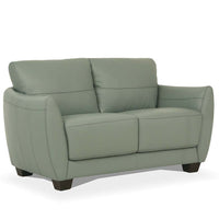 57" Pale Green Leather And Black Standard Love Seat