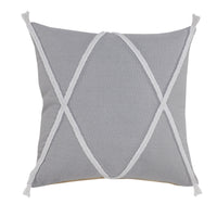 20" X 20" Light Gray And White 100% Cotton Coastal Zippered Pillow