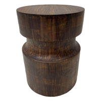 16" Brown Solid Wood Drum End Table