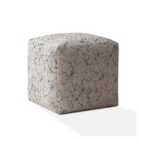 17" Beige Flax Abstract Pouf Ottoman