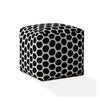 17" Black And White Cotton Polka Dots Pouf Ottoman