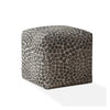 17" Beige Flax Floral Pouf Ottoman