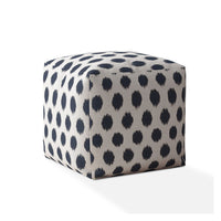 17" Blue And White Canvas Polka Dots Pouf Ottoman