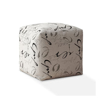 17" Black Polyester Abstract Pouf Ottoman