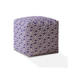 17" Purple And White Cotton Abstract Pouf Cover