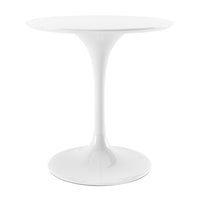 32" White Fiberglass And Metal Dining Table