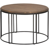 28" Solid Wood Round Distressed Coffee Table