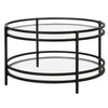 32" Black and Glass Round Coffee Table With Shelf