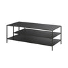 46" Black Steel Rectangular Coffee Table With Two Shelves