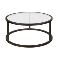 35" Black Glass Round Coffee Table