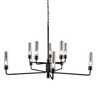 Chandelier Ten Light Iron And Glass Dimmable Ceiling Light