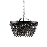 Chandelier Seven Light Iron And Glass Dimmable Semi-Flush Ceiling Light