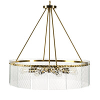 Chandelier Eight Light Iron And Glass Dimmable Semi-Flush Ceiling Light