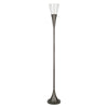 71" Steel Torchiere Floor Lamp With Clear Seeded Glass Cone Shade